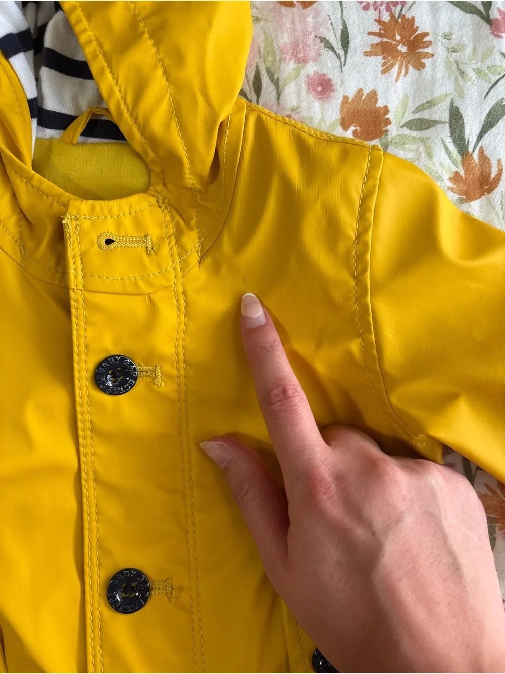 Baby GAP 6-12 Months Long Sleeve Vibrant Yellow Zip Up Rain Jacket Stripes
